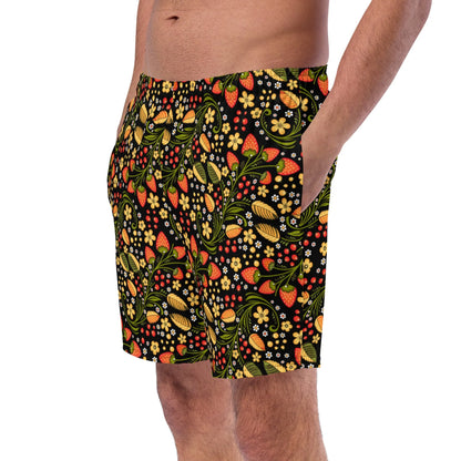 Russian Black Khokhloma Recycled Men's Swim Trunks - The Global Wanderer