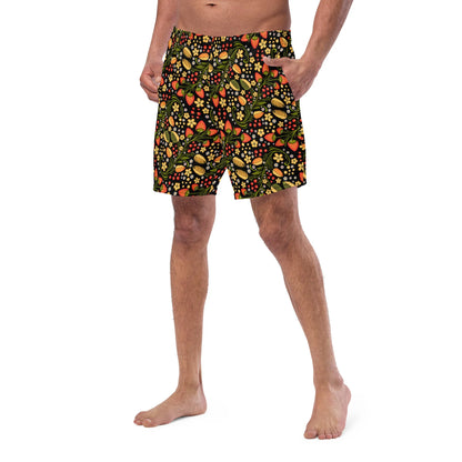 Russian Black Khokhloma Recycled Men's Swim Trunks - The Global Wanderer