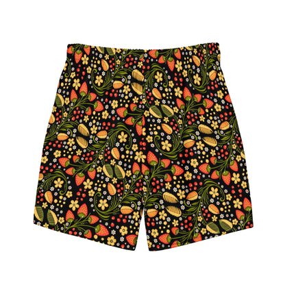 Russian Black Khokhloma Recycled Men's Swim Trunks - The Global Wanderer