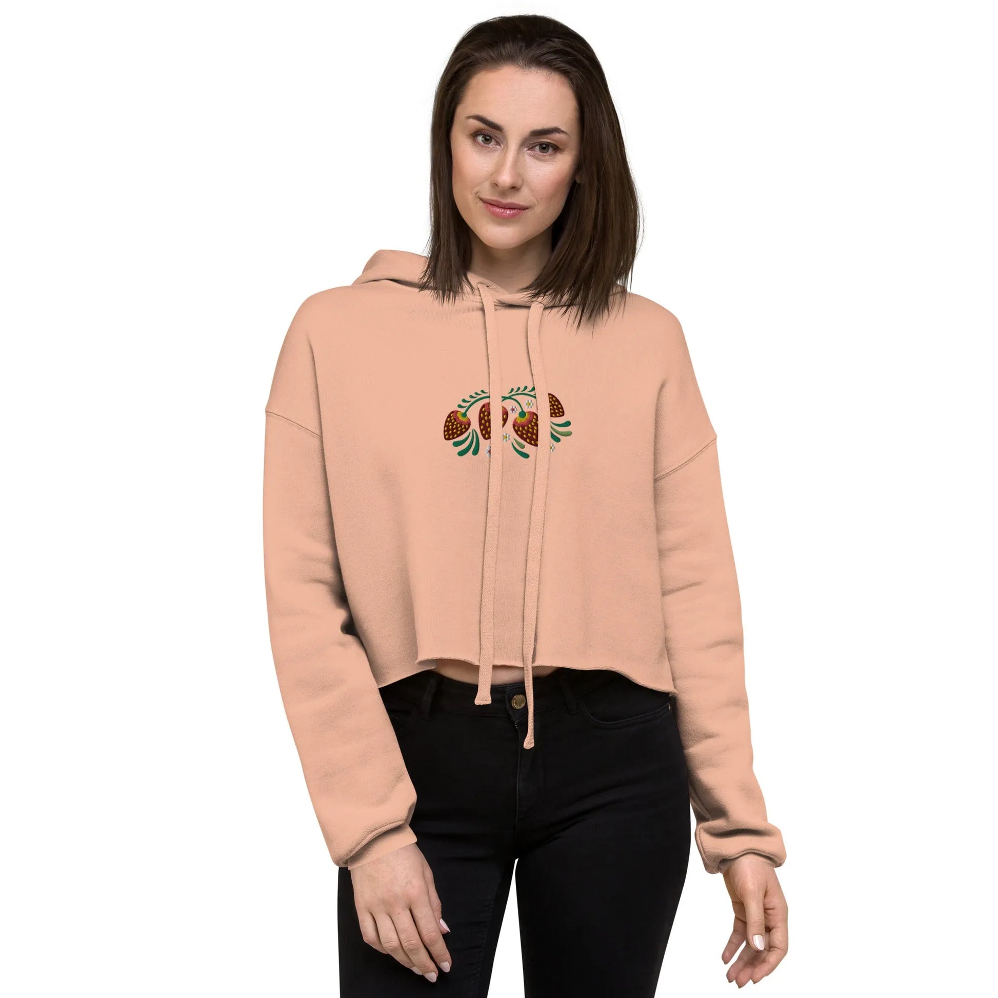 Russian Khokhloma Embroidered Cropped Hoodie - The Global Wanderer