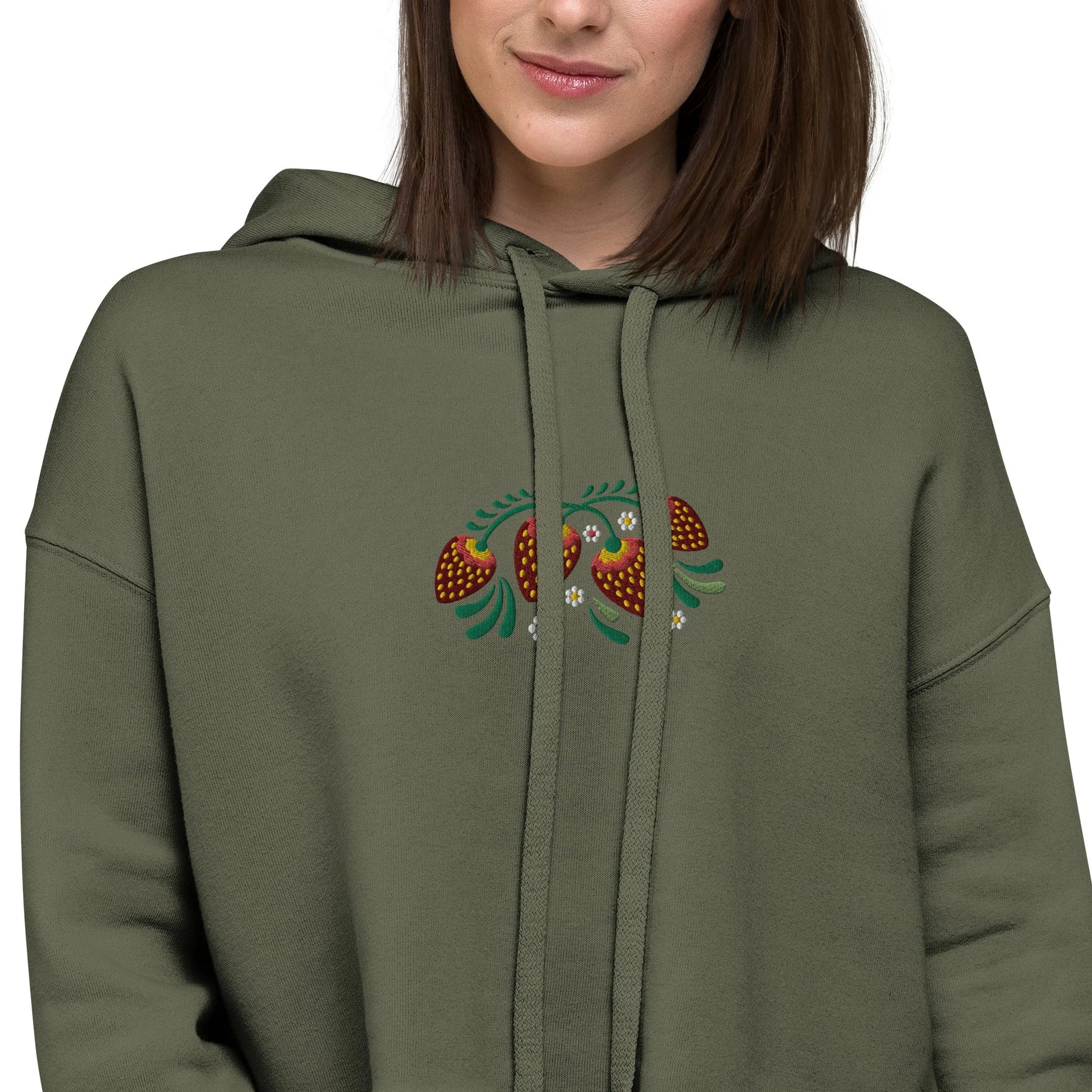 Russian Khokhloma Embroidered Cropped Hoodie - The Global Wanderer