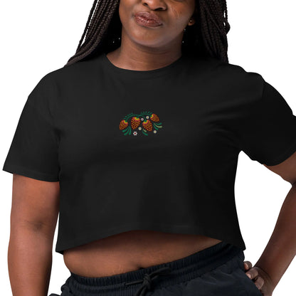 Russian Khokhloma Embroidered Cropped T-Shirt - The Global Wanderer