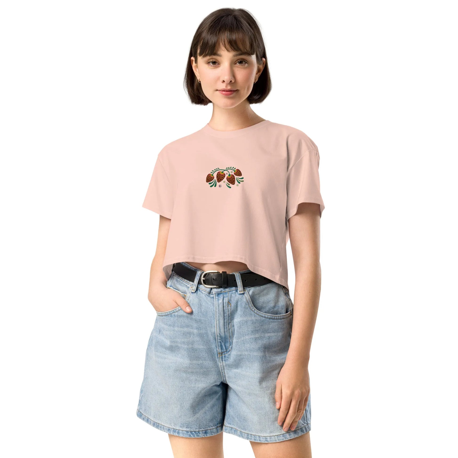 Russian Khokhloma Embroidered Cropped T-Shirt - The Global Wanderer