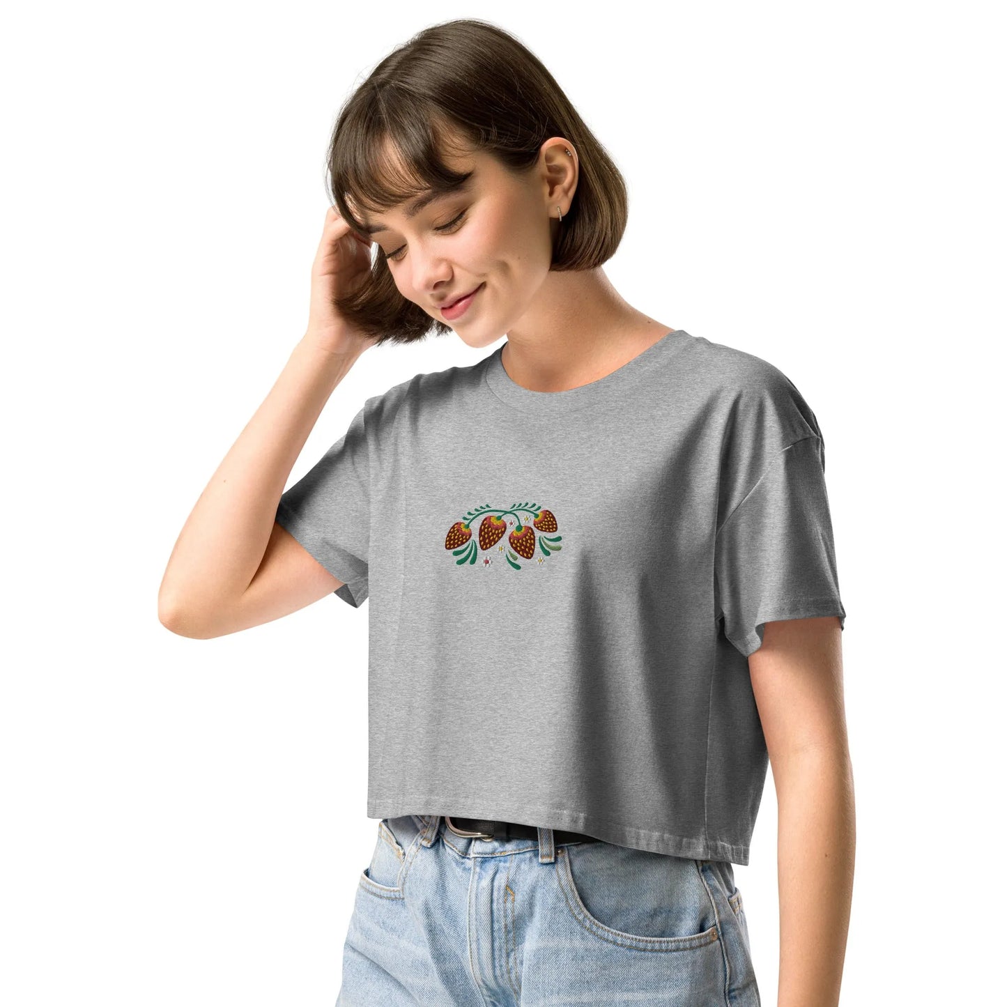 Russian Khokhloma Embroidered Cropped T-Shirt - The Global Wanderer