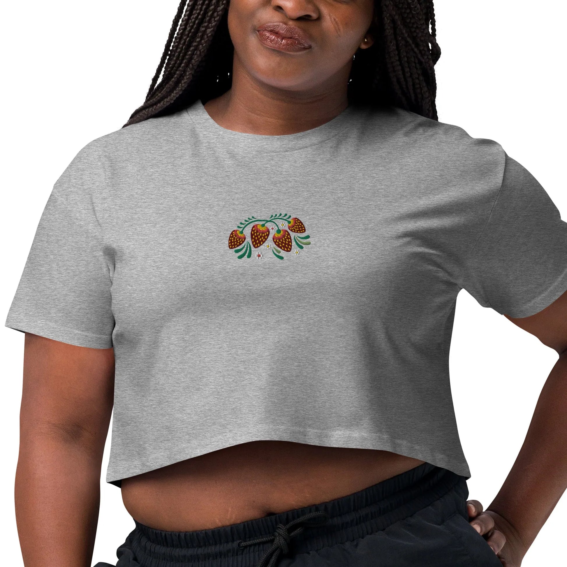 Russian Khokhloma Embroidered Cropped T-Shirt - The Global Wanderer