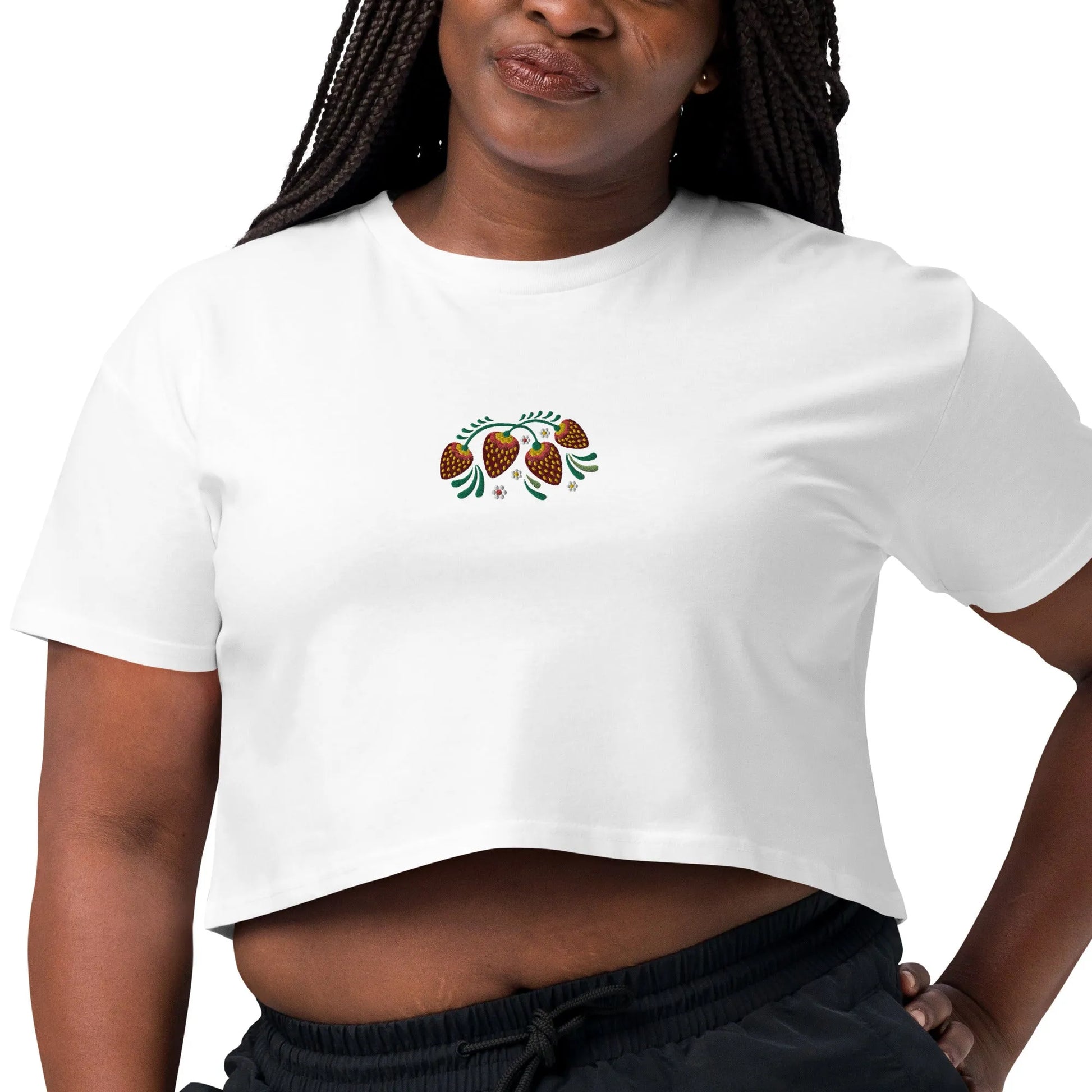 Russian Khokhloma Embroidered Cropped T-Shirt - The Global Wanderer