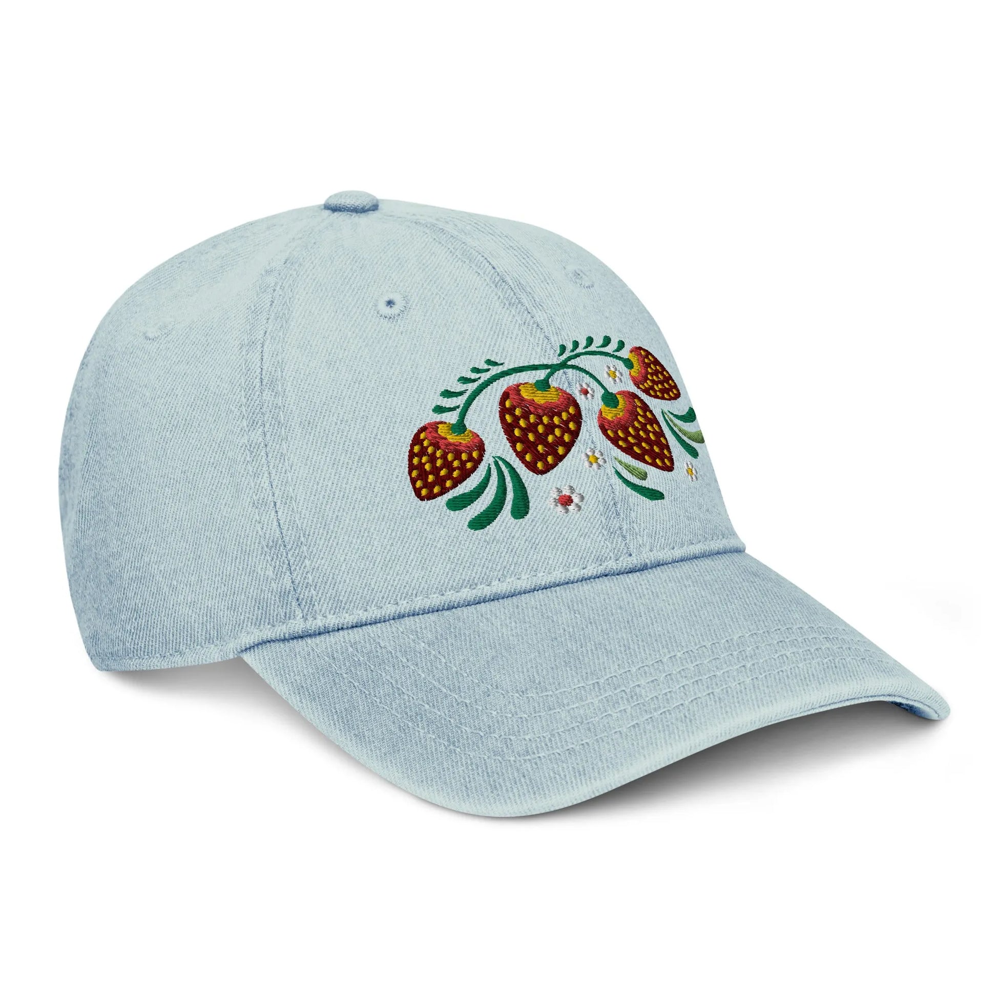 Russian Khokhloma Embroidered Denim Dad Hat - The Global Wanderer