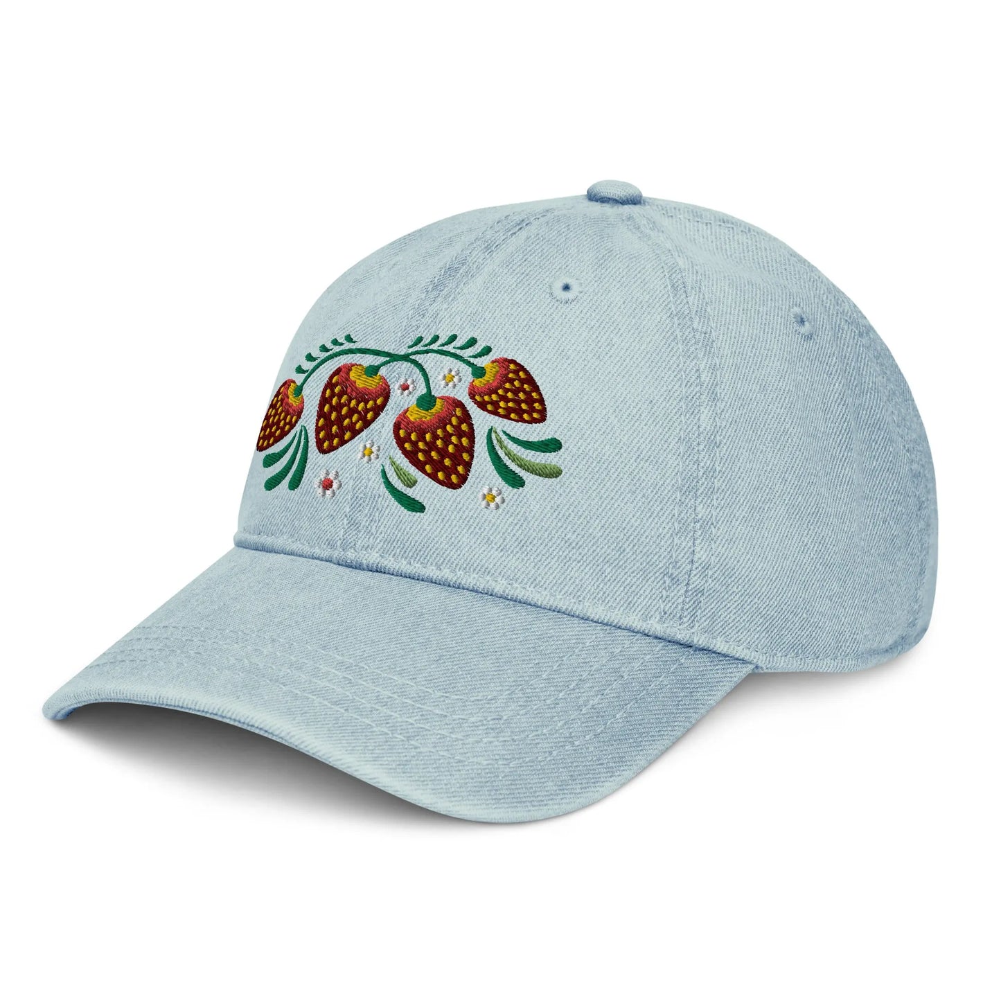 Russian Khokhloma Embroidered Denim Dad Hat - The Global Wanderer