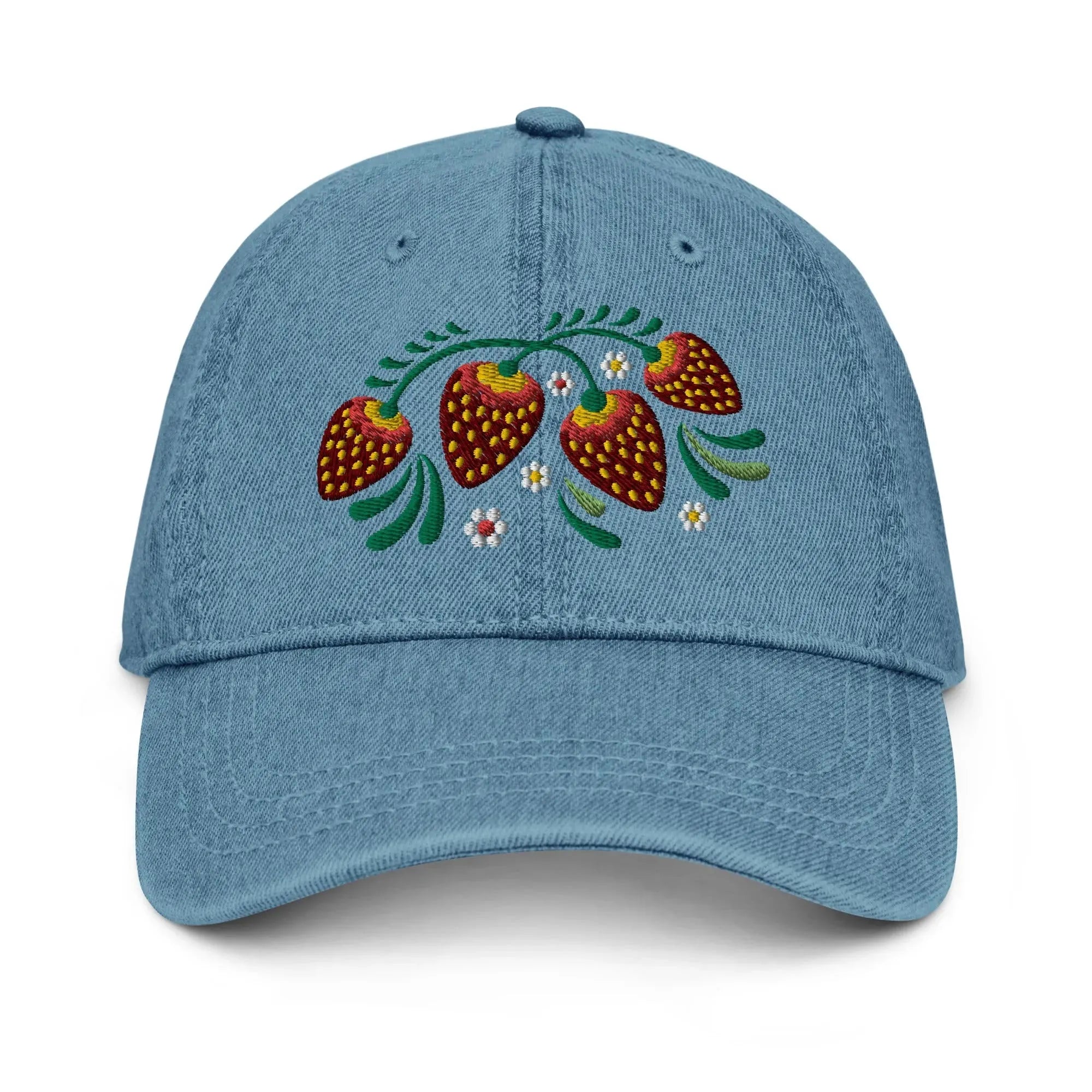 Russian Khokhloma Embroidered Denim Dad Hat - The Global Wanderer