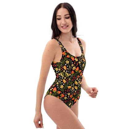 Russian Khokhloma One-Piece Swimsuit - The Global Wanderer