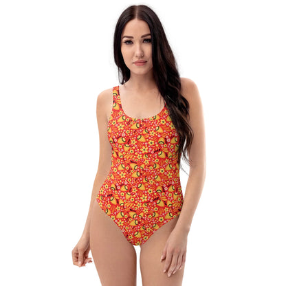 Russian Red Khokhloma One-Piece Swimsuit - The Global Wanderer