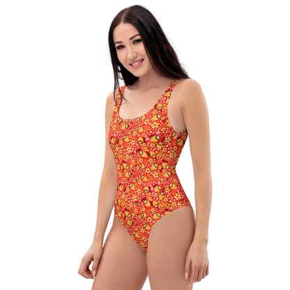 Russian Red Khokhloma One-Piece Swimsuit - The Global Wanderer