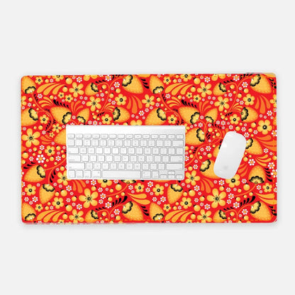 Russian Red Khokhloma Print Desk Mat - The Global Wanderer