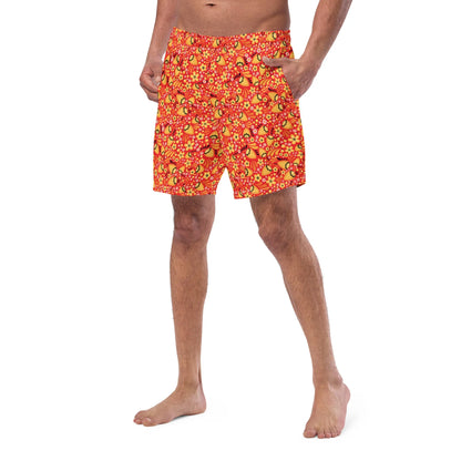 Russian Red Khokhloma Recycled Men's Swim Trunks - The Global Wanderer