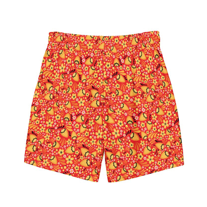 Russian Red Khokhloma Recycled Men's Swim Trunks - The Global Wanderer