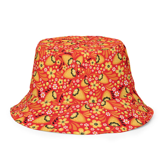 Russian Red Khokhloma Reversible Bucket Hat - The Global Wanderer