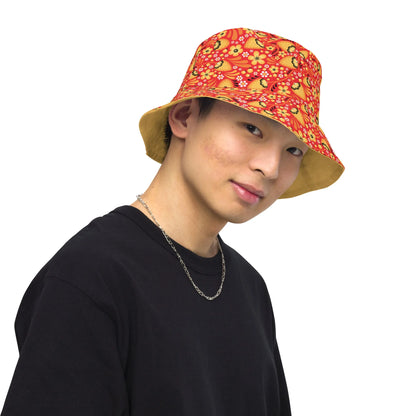 Russian Red Khokhloma Reversible Bucket Hat - The Global Wanderer