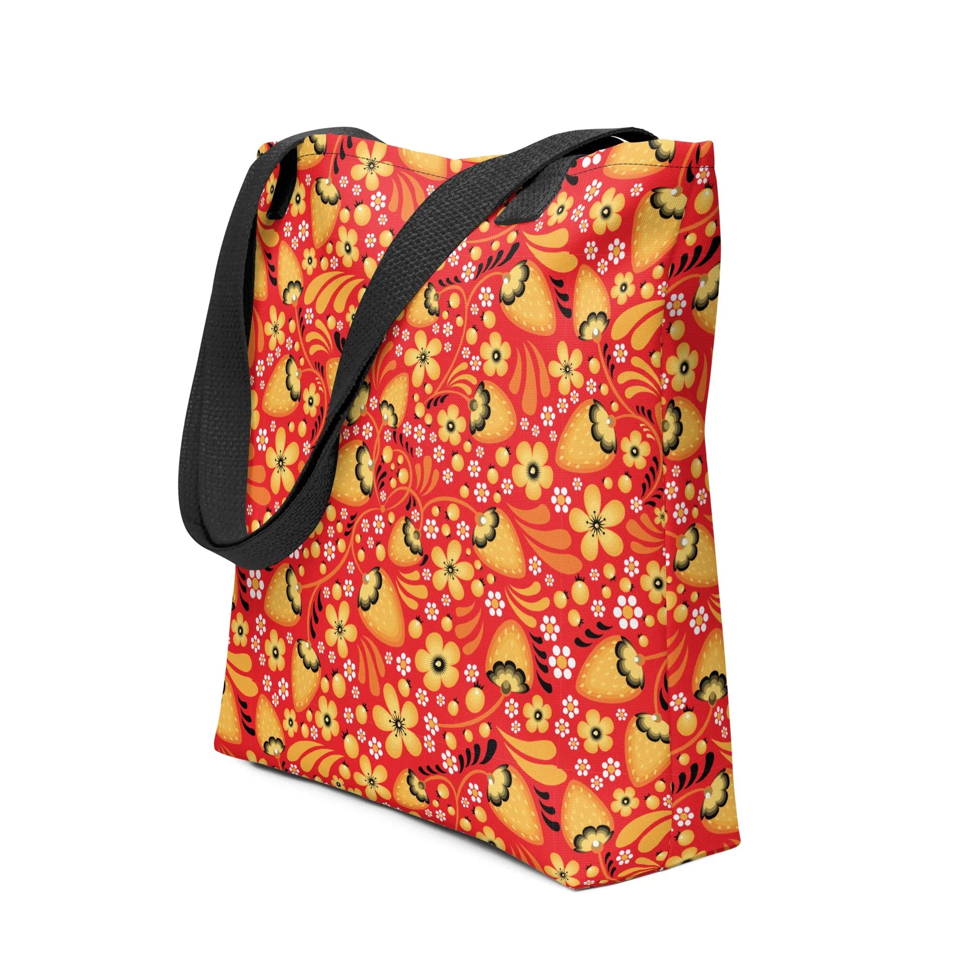 Russian Red Khokhloma Strawberry Tote Bag - The Global Wanderer