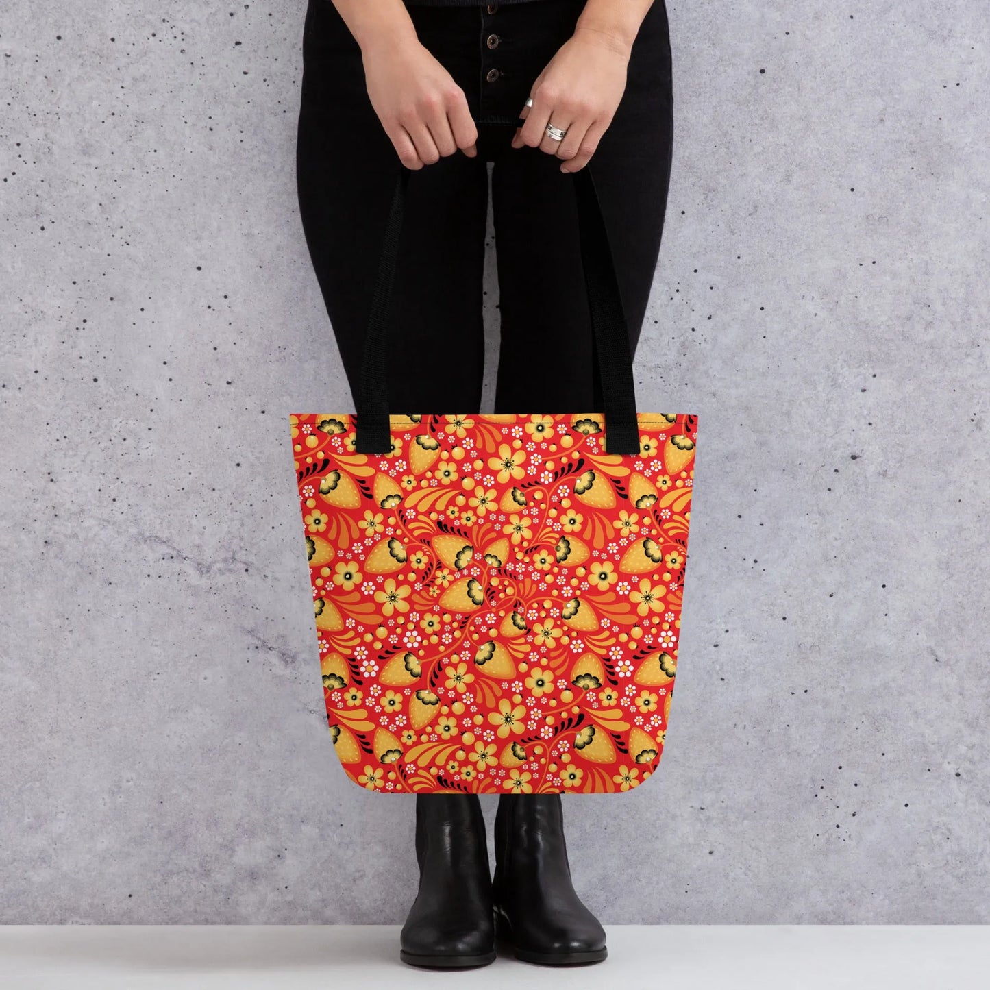 Russian Red Khokhloma Strawberry Tote Bag - The Global Wanderer