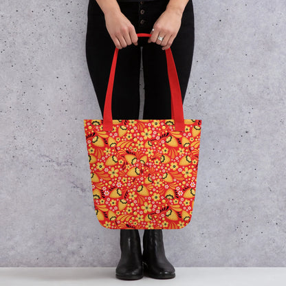 Russian Red Khokhloma Strawberry Tote Bag - The Global Wanderer