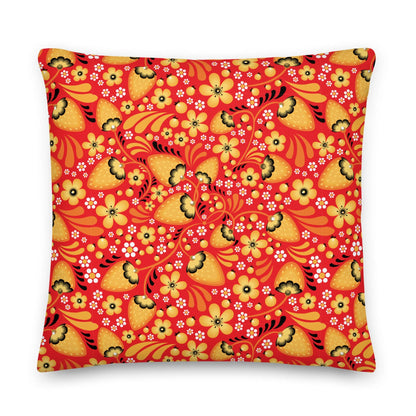 Russian Red Khokhloma Throw Pillow - The Global Wanderer