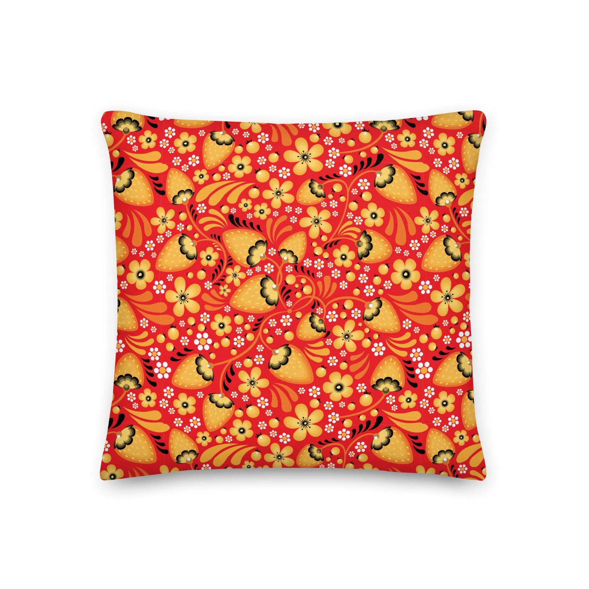 Russian Red Khokhloma Throw Pillow - The Global Wanderer