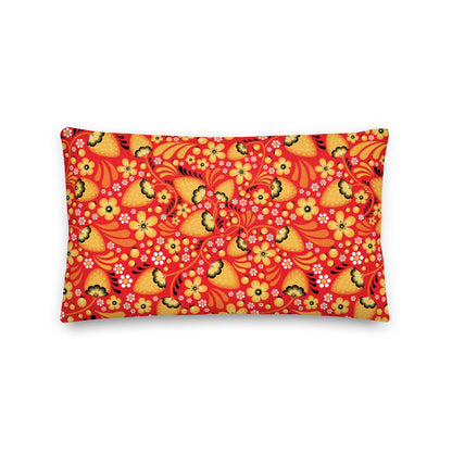 Russian Red Khokhloma Throw Pillow - The Global Wanderer