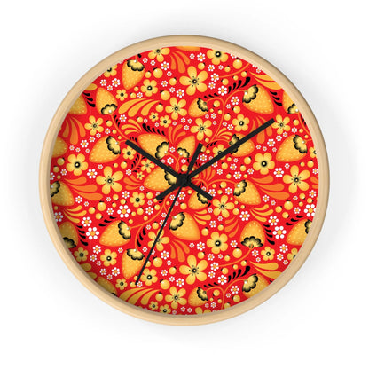 Russian Red Khokhloma Wall Clock - The Global Wanderer