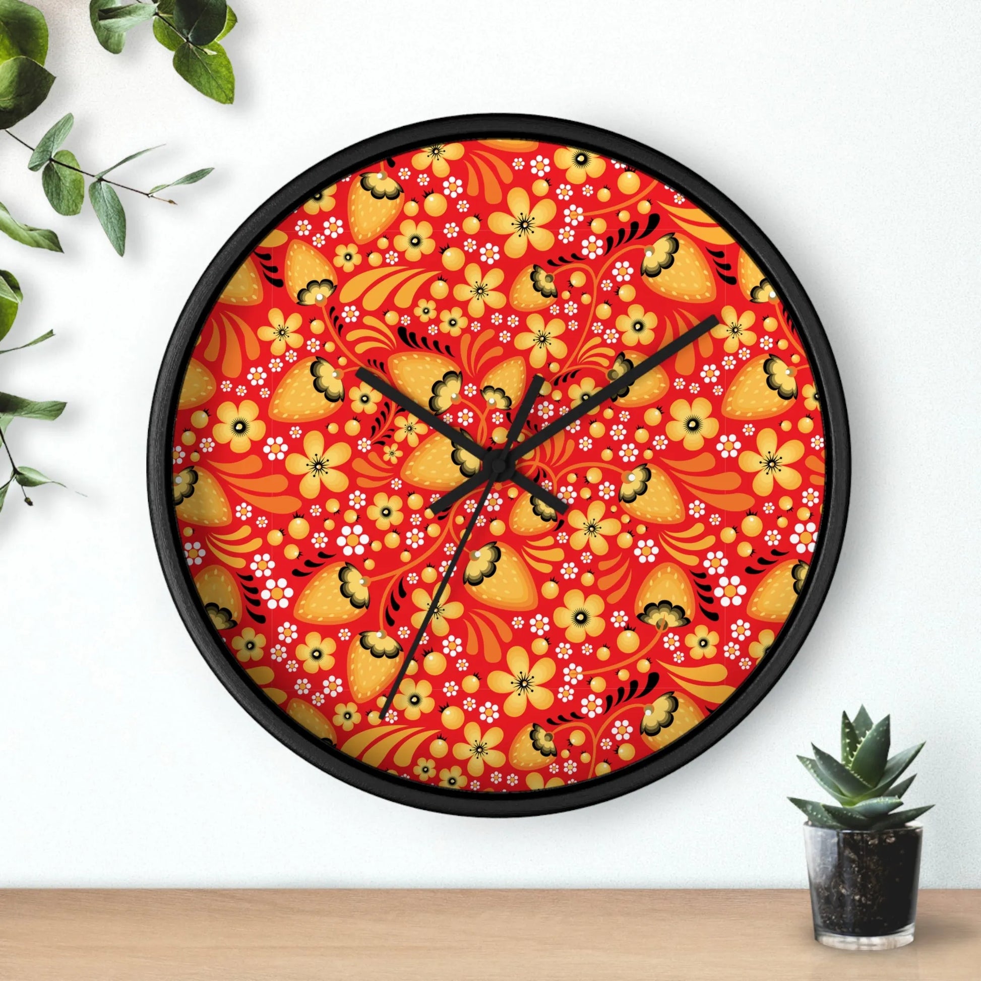 Russian Red Khokhloma Wall Clock - The Global Wanderer