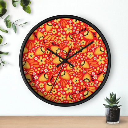 Russian Red Khokhloma Wall Clock - The Global Wanderer