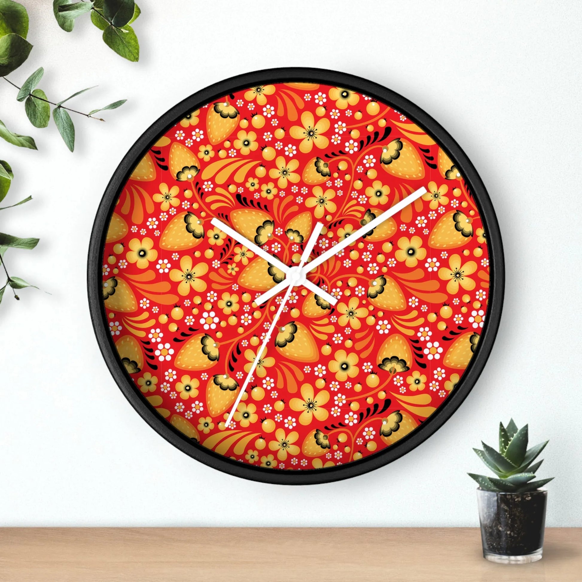 Russian Red Khokhloma Wall Clock - The Global Wanderer