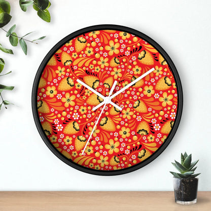 Russian Red Khokhloma Wall Clock - The Global Wanderer