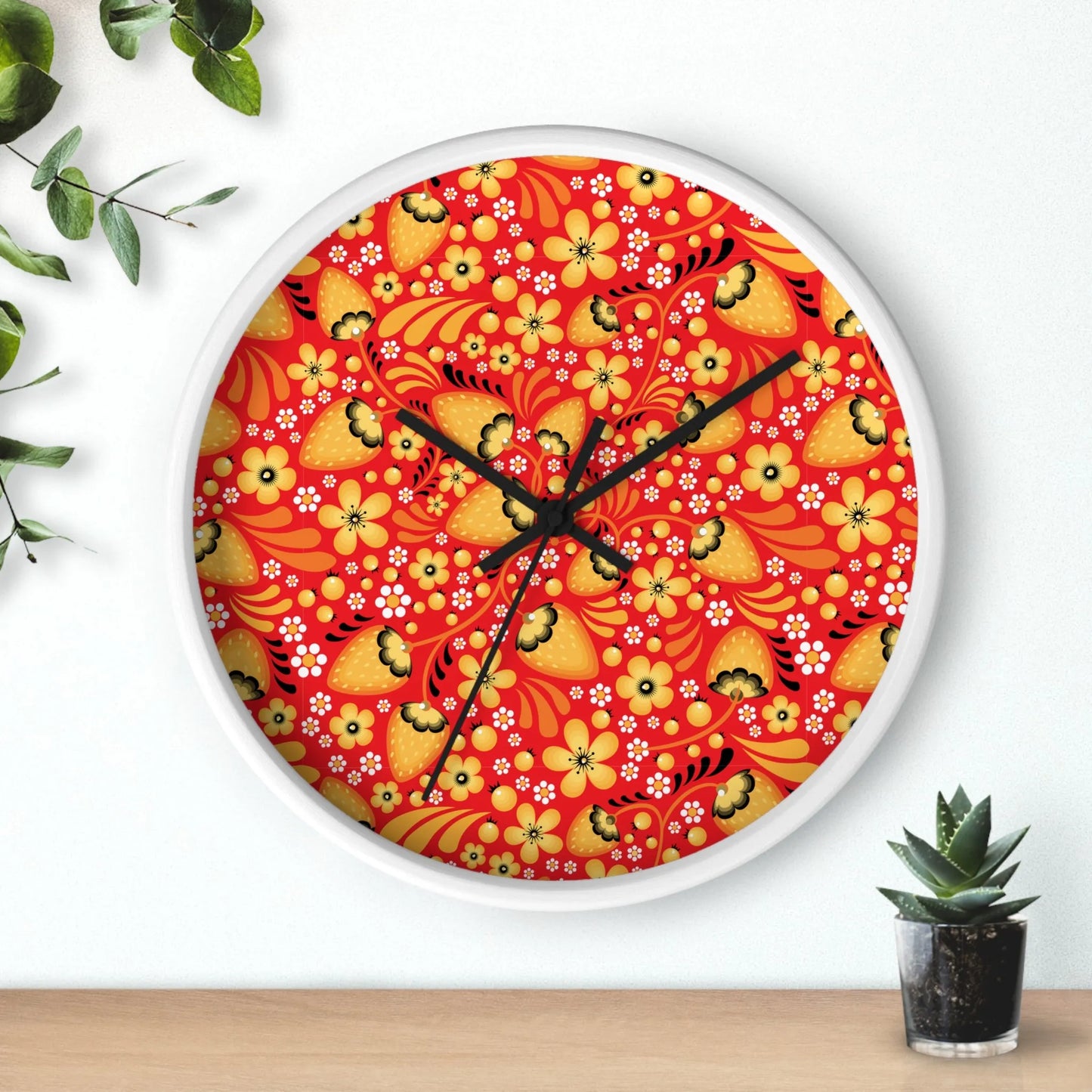 Russian Red Khokhloma Wall Clock - The Global Wanderer