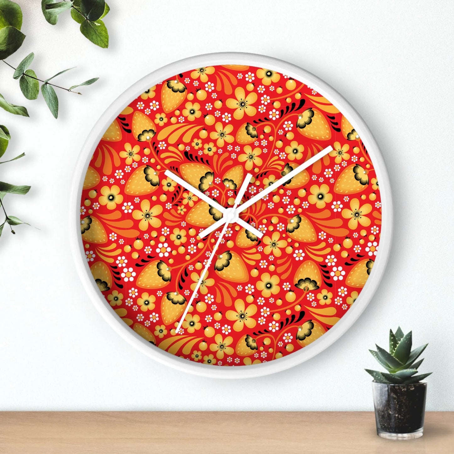 Russian Red Khokhloma Wall Clock - The Global Wanderer