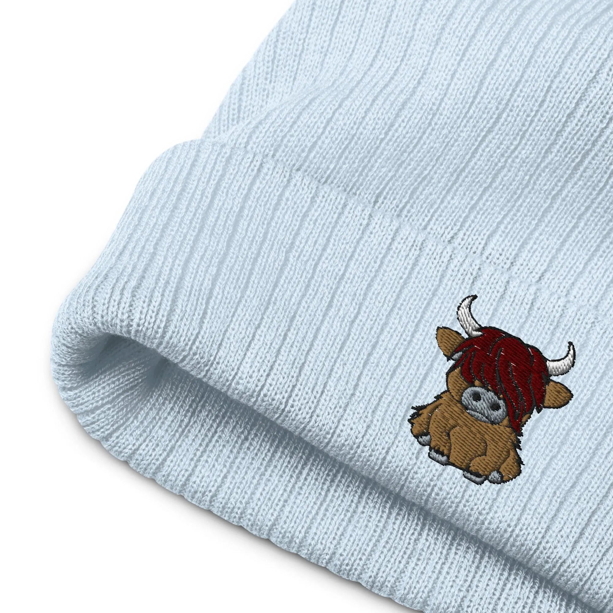 Scottish Highland Cow Embroidered Beanie - The Global Wanderer