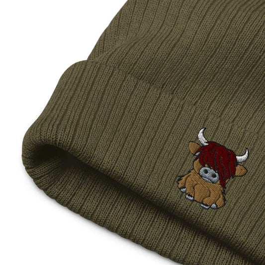 Scottish Highland Cow Embroidered Beanie