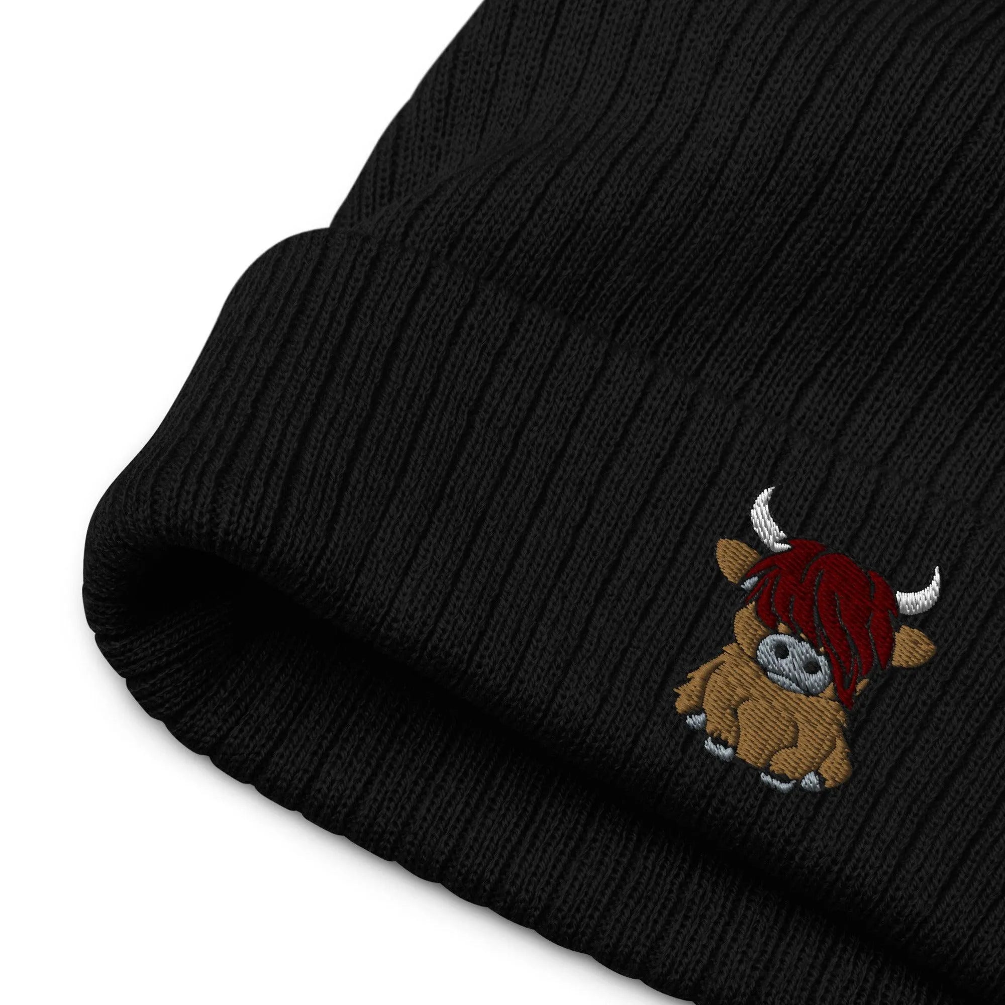 Scottish Highland Cow Embroidered Beanie - The Global Wanderer