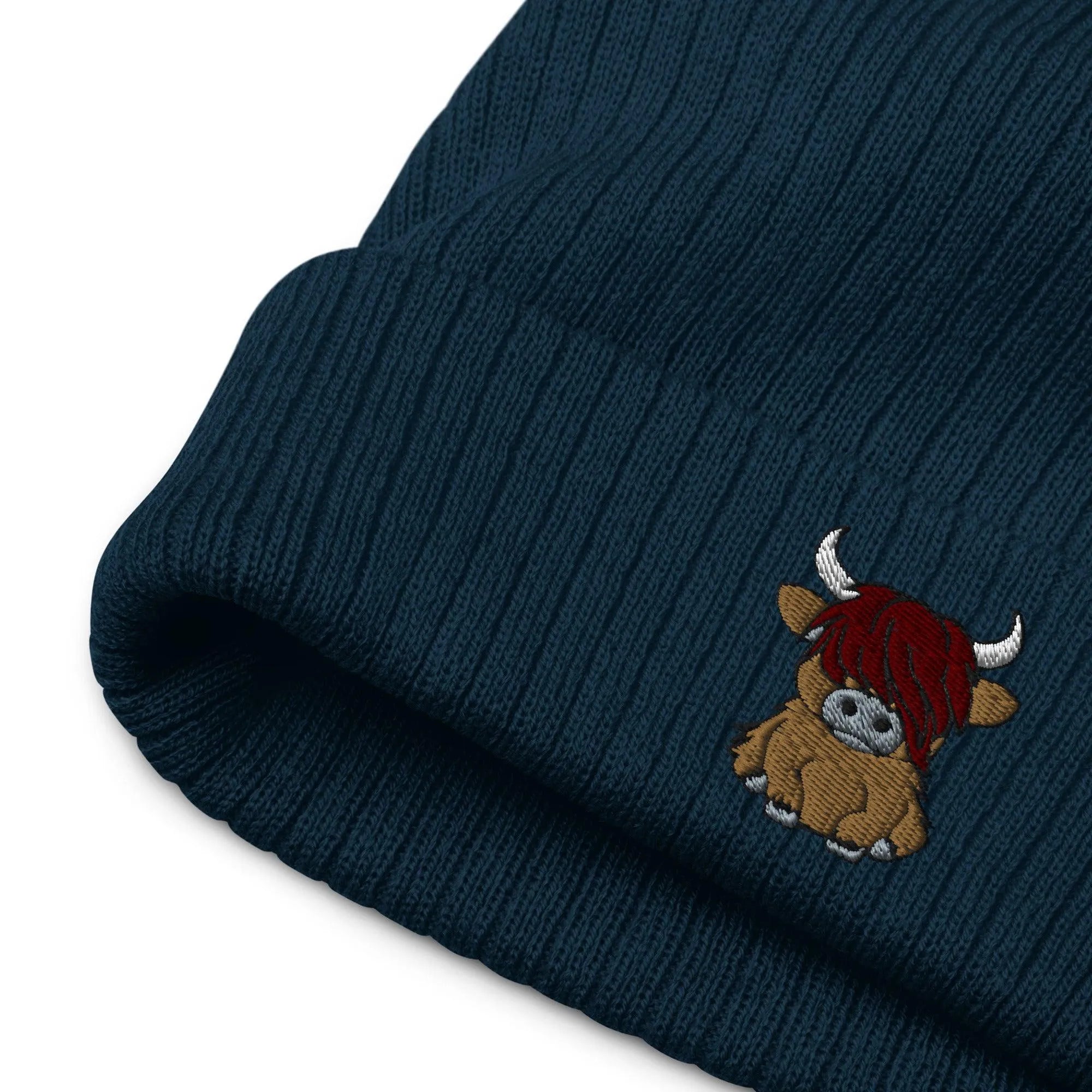 Scottish Highland Cow Embroidered Beanie - The Global Wanderer