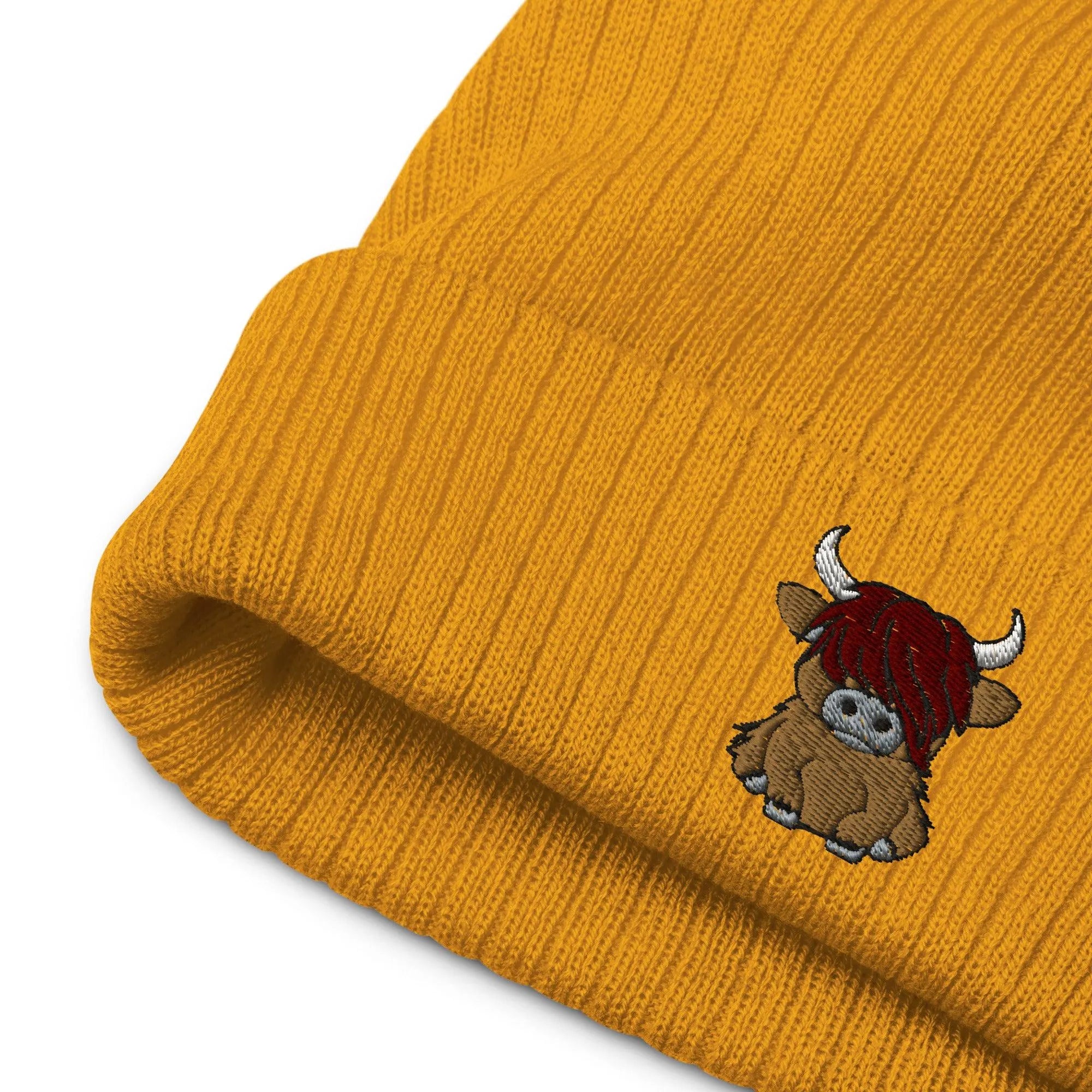 Scottish Highland Cow Embroidered Beanie - The Global Wanderer