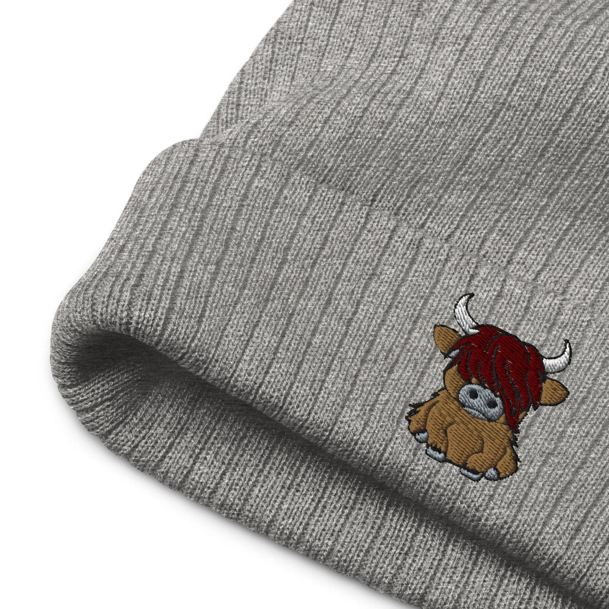 Scottish Highland Cow Embroidered Beanie - The Global Wanderer