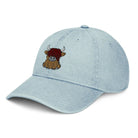 Scottish Highland Cow Embroidered Denim Dad Hat - The Global Wanderer