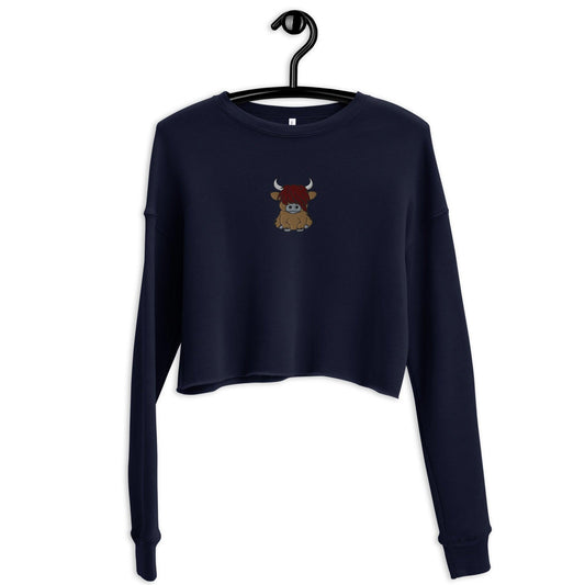 Scottish Highlands Cow Cropped Sweatshirt - Embroidered - The Global Wanderer