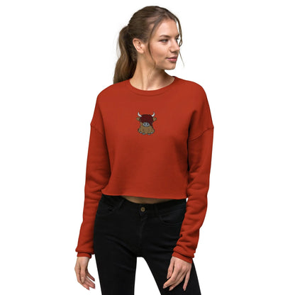 Scottish Highlands Cow Cropped Sweatshirt - Embroidered - The Global Wanderer