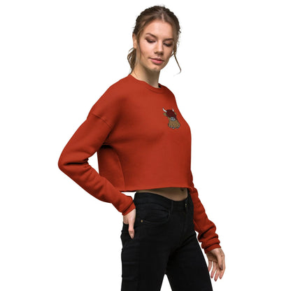 Scottish Highlands Cow Cropped Sweatshirt - Embroidered - The Global Wanderer