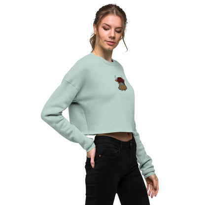 Scottish Highlands Cow Cropped Sweatshirt - Embroidered - The Global Wanderer