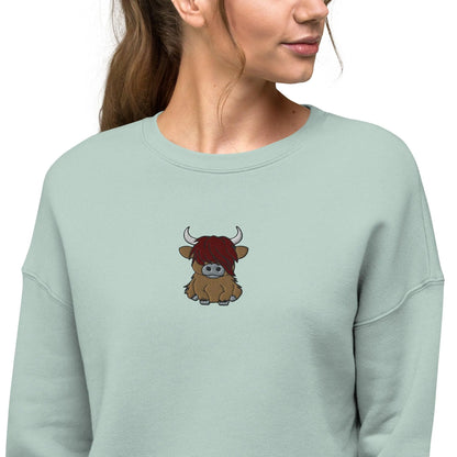 Scottish Highlands Cow Cropped Sweatshirt - Embroidered - The Global Wanderer