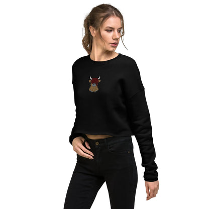 Scottish Highlands Cow Cropped Sweatshirt - Embroidered - The Global Wanderer