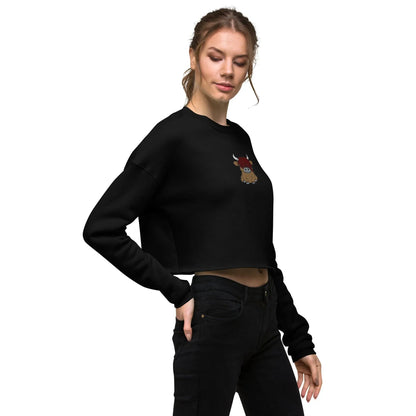 Scottish Highlands Cow Cropped Sweatshirt - Embroidered - The Global Wanderer