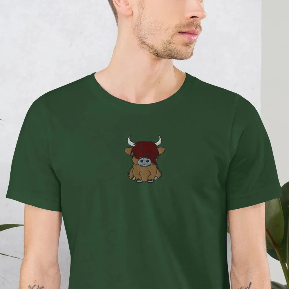 Scottish Highlands Cow Embroidered T-Shirt - The Global Wanderer