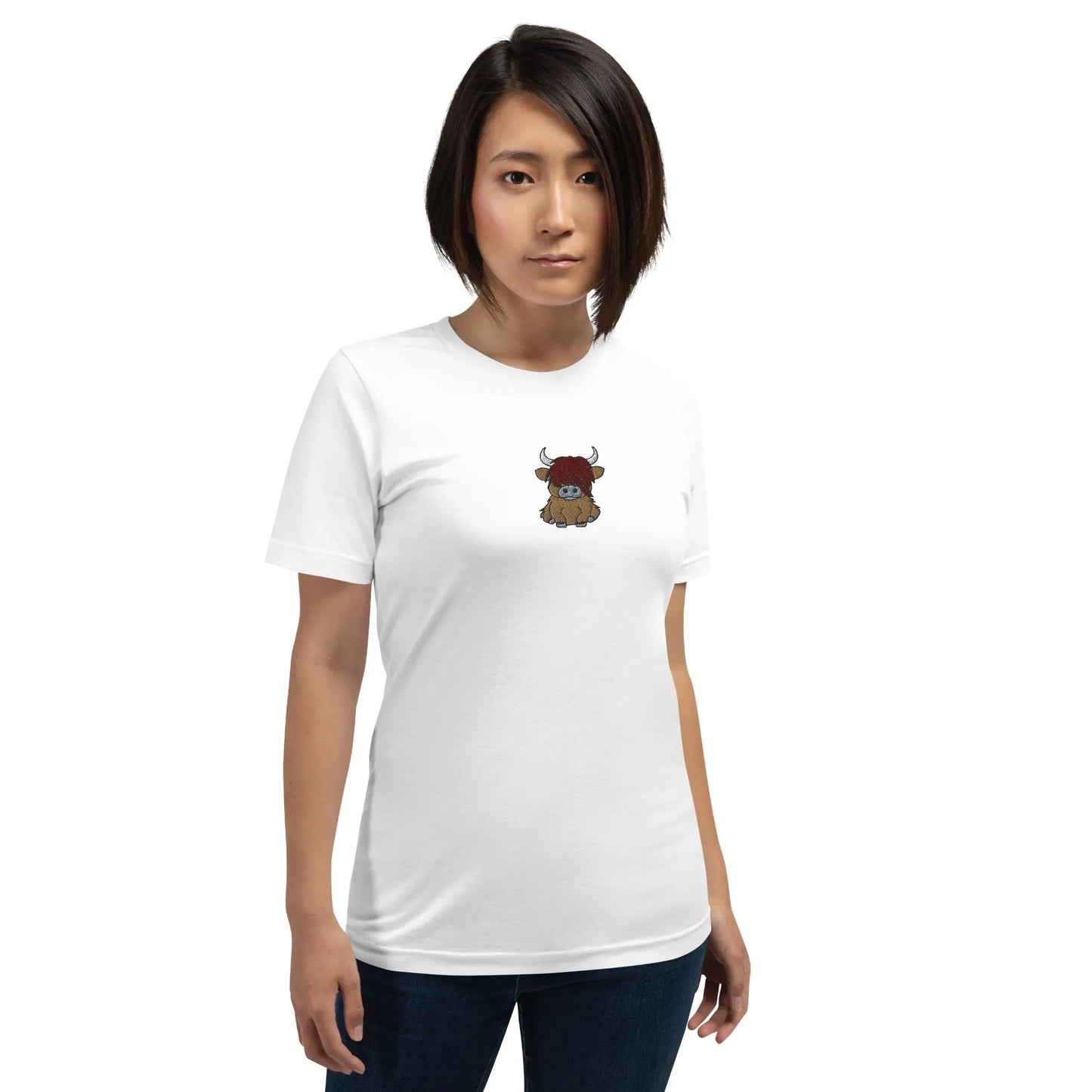 Scottish Highlands Cow Embroidered T-Shirt - The Global Wanderer